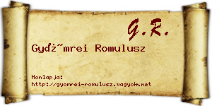 Gyömrei Romulusz névjegykártya